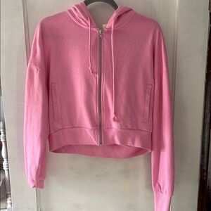 Cropped Pink Zip-Up Hoodie